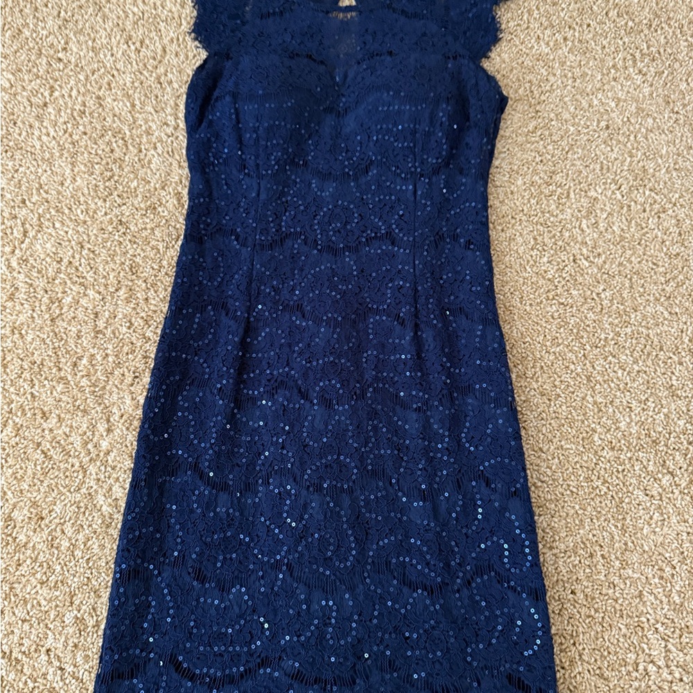 Kensie Blue Sheath Mini Dress Sweetheart Neckline
